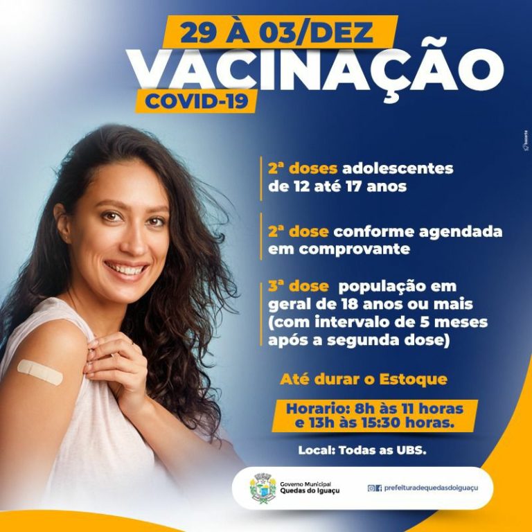 Cronograma de vacinação em Quedas do Iguaçu 26/11/2021