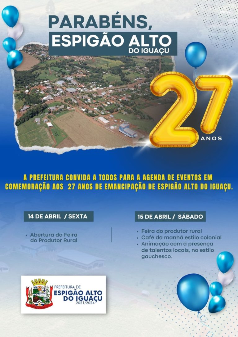 Espigão Alto do Iguaçu vai comemorar 27 anos com extensa Agenda Cultural