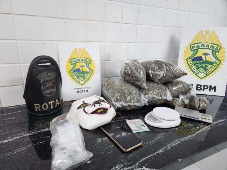 Polícia Militar apreende mais de cinco quilos de drogas em Cascavel