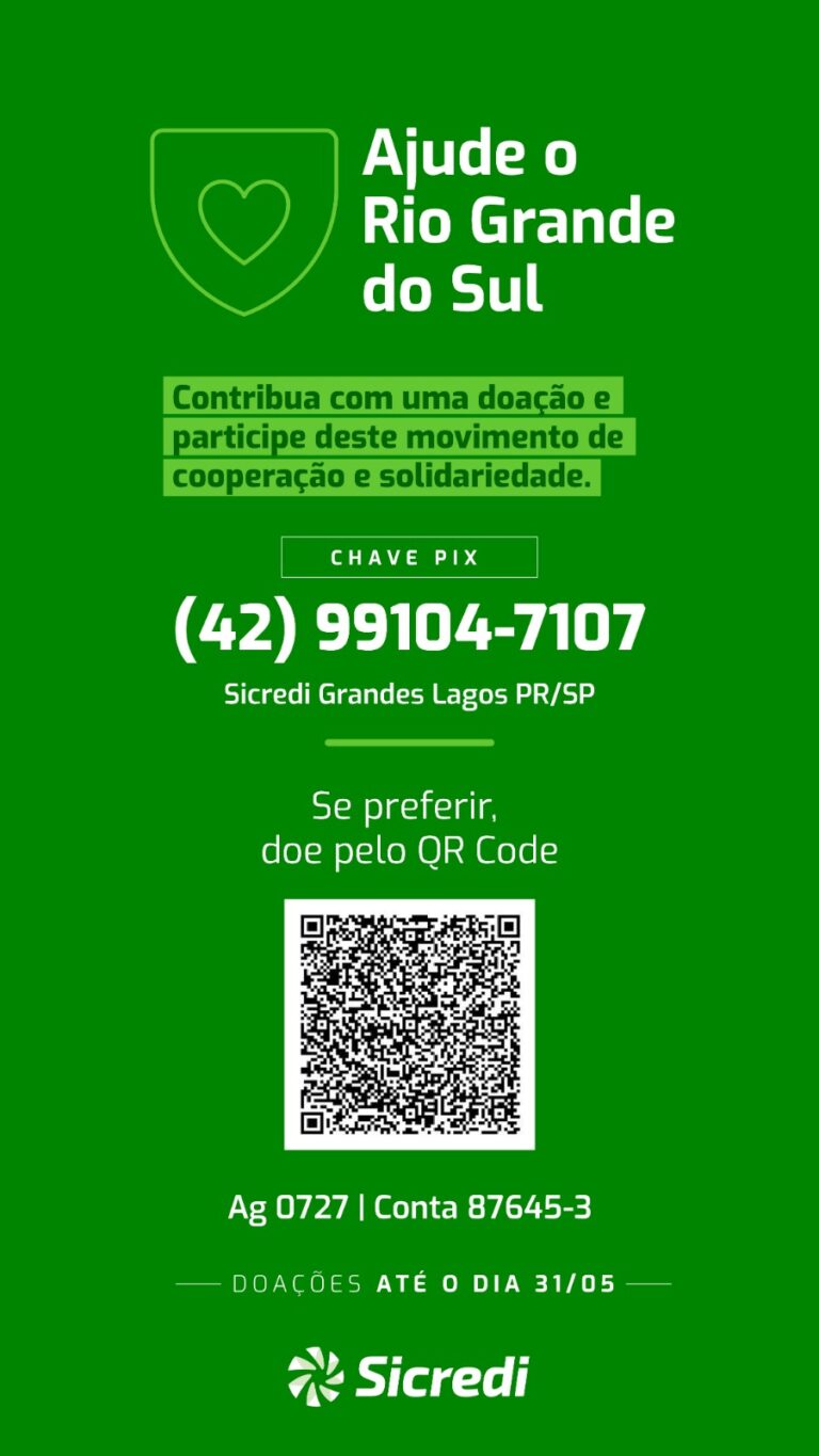 Sicredi Grandes Lagos se solidariza com RS para arrecadação de contribuições financeira